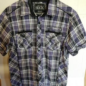 Buckle Black Men's Medium Athletic Fit Button Shirt